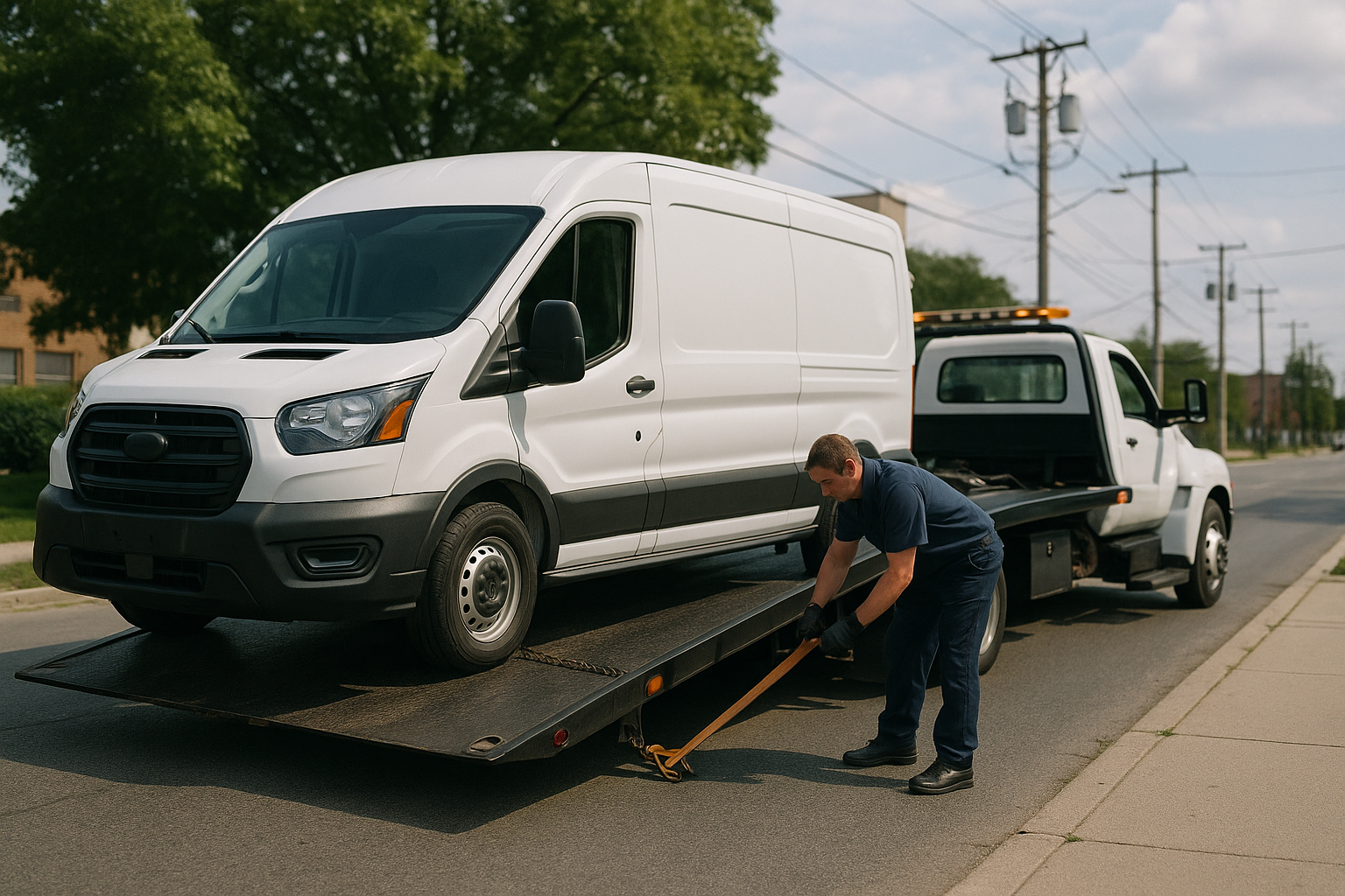 Cargo van towing operation for light-duty service